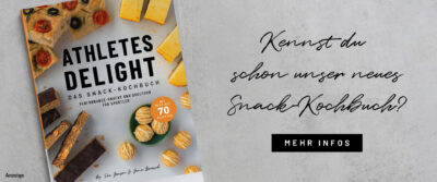 Werbebanner mit Hinweis Anzeige: Snack-Kochbuch Athletes Delight mit über 70 Rezepten für Sportler